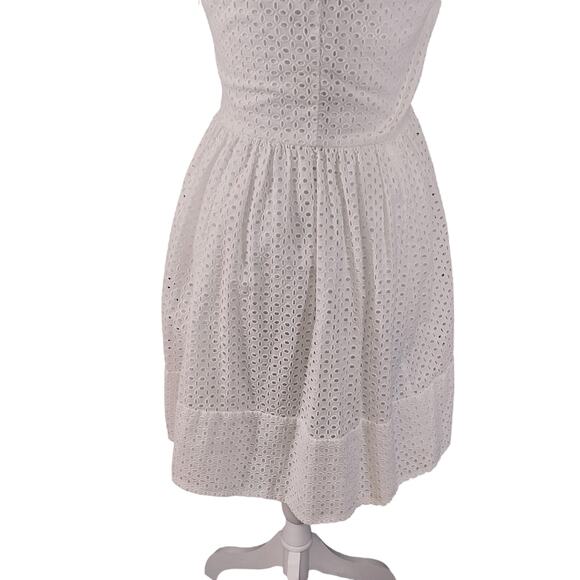 BANANA REPUBLIC! WHITEST WHITE COTTON EYELET, SLEEVELESS A-LINE DRESS! SZ 6 - Picture 7 of 10